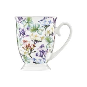 Kubek porcelanowy biały w kwiaty 300 ml