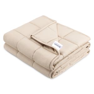 Navaris Gewichtsdecke 135x200 cm 8,8 kg - Bezug aus Baumwolle - 7 Schichten - Decke schwere Bettdecke - Beschwerte Decke beige