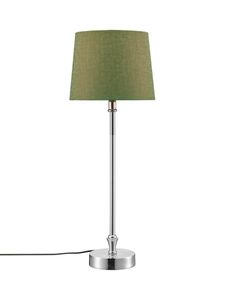 PR Home Liam schmale Fensterbank Tischlampe chrom Textilschirm grün E27 56x20x20cm