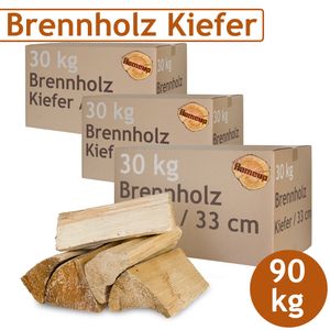 Kiefer Brennholz Kaminholz Holz 90 kg Für Ofen und Kamin Kaminofen Feuerschale Grill Feuerholz Holzscheite Wood 33 cm kammergetrocknet Flameup