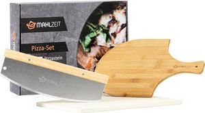 Mahlzeit 3dílná sada na pizzu | 40 x 30 cm | kámen na pizzu s lopatkou a nožem