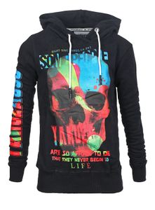 Yakuza Damen Some People Kapuzenpullover Hoodie Sweatshirt Sweater skull print GHOB 18102 , Grösse:XS, Farbe:Schwarz