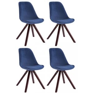 4er Set Stühle HLO-CP8 Samt Square Cappuccino  blau