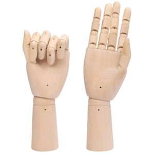 Belle Vous Flexible Linke & Rechte Holz Hand Modellfiguren Deko Hand (2er Pack) 30 cm Hand Deko- Bewegliches Holzhand Modell mit Fingergelenken zum Zeichnen, Skizzieren & Malen - Schmuckhalter Hand