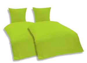 4 teilig Uni Bettwäsche 135x200 cm grün Einfarbig Renforce Baumwolle Set