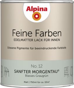 Alpina Feine Farben Lack No. 12 Sanfter Morgentau 750ml, Blasses Graugrün, edelmatt