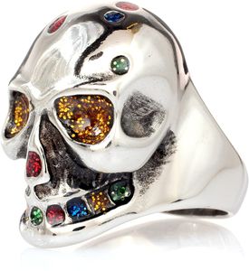 Karisma Edelstahl 316L Ring -Totenkopf skull mit Bunten Farben - Hoch Poliert - SRGL-001
