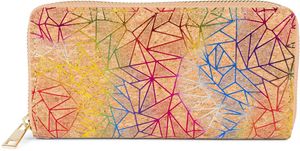 styleBREAKER Damen Geldbörse aus Kork mit Geometrischem Metallic Prisma Muster, Reißverschluss, Portemonnaie 02040148, Farbe:Mehrfarbig