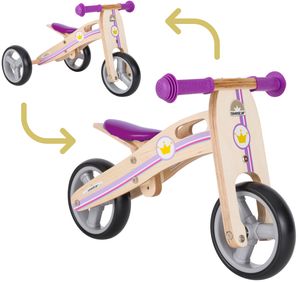 BIKESTAR Mini Kinder Laufrad mit zwei und drei Rädern ab 1 – 1,5 Jahre, 2 in 1 Lauflernrad Holz, Lila