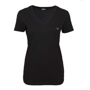 EMPORIO ARMANI Damen T-Shirt V Neck V Ausschnitt (1er Pack) Schwarz/Black2 XL