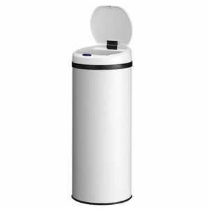Juskys Automatik Mülleimer mit Sensor 50L für Küche - elektrischer Deckel - Weiß