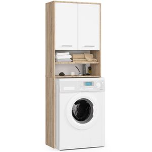 Waschmaschinenschrank AKORD FIN Sonoma-Eiche  Front Weiß B64 x H180 x T30 cm
