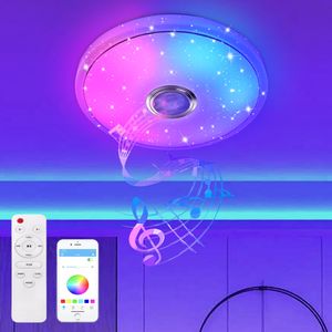 UISEBRT 36W Smart RGB stmívatelné LED stropní světlo Music Starry Sky stropní lampa s Bluetooth dálkovým ovládáním APP pro ložnici dětský pokoj