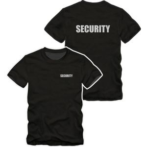Security T-Shirt Schwarz XS-5XL Reflektierender Aufdruck Sicherheitsdienst Schwarz XXL