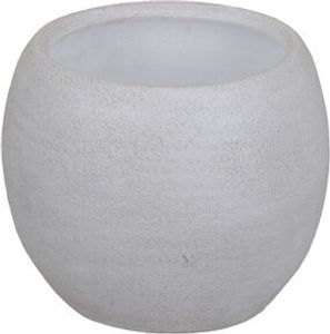Übertopf Keramik bauchig Lava 18x18x16cm creme, handmade