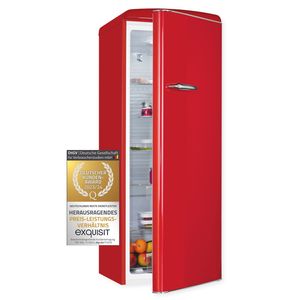 Exquisit Retro Vollraumkühlschrank RKS325-V-H-160E rot | Nutzinhalt: 225 L | Ohne Gefrierfach