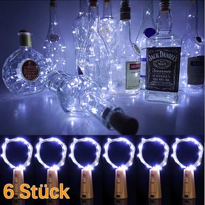 12X 20 LED Weinflasche Kork String Licht Nacht Lichterkette Party Flaschenlicht 