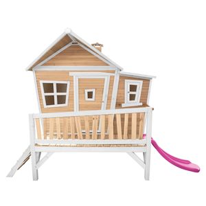 AXI Spielhaus Emma mit lila Rutsche | Stelzenhaus in Braun & Weiß aus  Holz für Kinder | Spielturm für den Garten