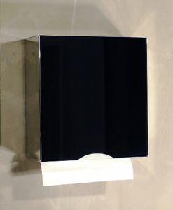 Papierhandtuchhalter, Papierhandtuchspender aus hochglänzendem Edelstahl mit schwarzem Glas