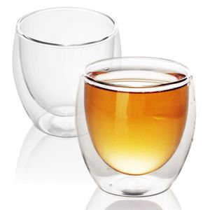 Intirilife 2x sada dvoustěnných termo sklenic 200-300 ml - termo sklenice termo sklenice foukané do úst izolované sklenice na latte macchiato sklenice na čaj sklenice na kávu bez držadla