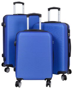 ABS Hartschalen Koffer Set M,L,XL Gepäck Trolley aufrecht rollbar Malaga Blau