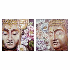 Obraz DKD Home Decor Budda 80 x 3 x 80 cm orientalny (2 sztuki)