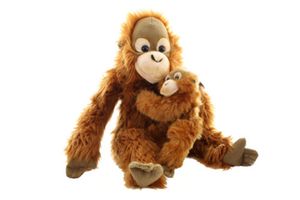 Uni-Toys - Orang-Utan mit Baby, sitzend - 30 cm (Höhe) - Plüsch-Affe - Plüschtier, Kuscheltier