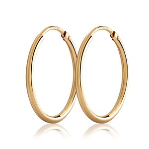 Paar 20mm klassische Creolen 585 Gelbgold 14 Karat Ohrschmuck Gold Ohrringe rund