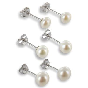 Perlen Ohrstecker: 925 Silber Ohrringe mit Süßwasserperle, Durchmesser:4 mm