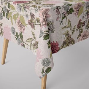 SCHÖNER LEBEN. Tischdecke Clothilde Pastell Blumentraum beige lila,Tischdecken Größe,130x130cm