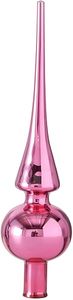 Baumspitze Christbaumschmuck Christbaumspitze Glas Metallic rosa rund H 25 cm