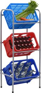 vidaXL Kistenregal für 3 Kisten Silbern 50x33x116 cm Stahl