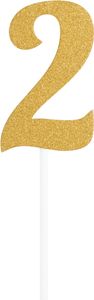 Creative Party - Tortendekoration "Number 2", Glitzer SG27016 (Einheitsgröße) (Gold)