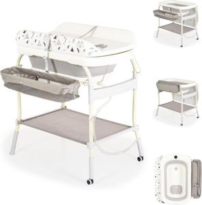 Cangaroo Babybadewanne Wickeltisch 2 in 1 Garda Thermometer Räder Wickelauflage grau