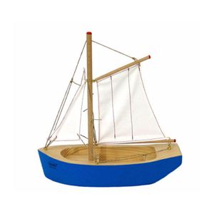 Ogas 2065  schwimmfähiger Kutter Holzboot 22 x 24 cm aus Holz Segelboot