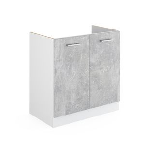 Vicco Spülenunterschrank R-Line, 80 cm ohne Arbeitsplatte, Beton/Weiß
