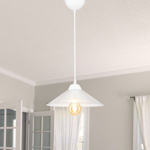 Pendelleuchte Hereford Hängelampe Weiß Transparent Küchenlampe hängend 1 x E27 Wohnzimmerlampe Vintage Industriedesign