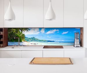 Aufkleber Küchenrückwand Landschaft Malediven Strand Meer  Folie selbstklebend Dekofolie Fliesen Möbelfolie Spritzschutz 22A694, Höhe x Länge:60cm x 60cm
