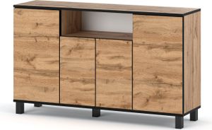 Skandinavische Kommode Sideboard Holz 140x80x35 für Wohnzimmer, Flur oder als Kommode Schlafzimmer - Minimalistisches Design - Qualität Wotan Eiche