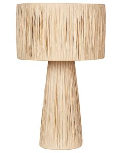 BELIANI Tischlampe Naturfarben Palmblatt Trommelfrom 41 cm Papierschirm u. -fuß Boho-Stil Langes Kabel mit Schalter Schlafzimmer Ausstattung