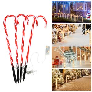 VINGO 4x LED Zuckerstangen Garten Weihnachts Beleuchtung Deko Timer Outdoor Gartendekoleuchten