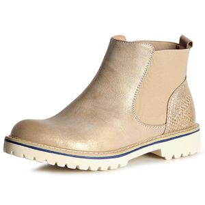 topschuhe24 1098 Damen Stiefeletten Chelsea Boots Booties, Farbe:Gold, Größe:37 EU