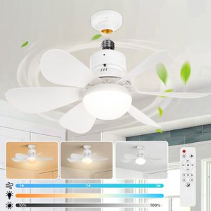Cichy wentylator sufitowy z oświetleniem E27 40W, lampa sufitowa z pilotem do wentylatora, wentylator sufitowy z oświetleniem ściemniany CCT timer 3 poziomy, biały
