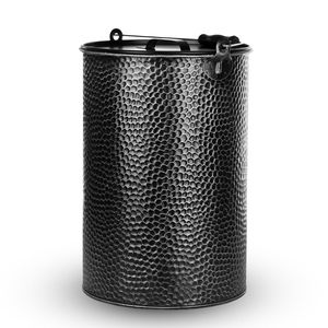 Metalleimer Kohleeimer verzinkt 25 Liter gehämmert Ascheeimer Kamin Industriedesign si/sw