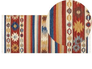BELIANI Kelímový koberec viacfarebný vlna 80 x 150 cm ručne tkaný orientálny vzor so strapcami tradičná obývačka spálňa