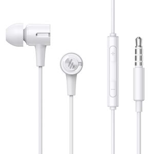 Edifier P205 In-Ear-Kopfhörer mit Mikrofon und Inline-Steuerung, Stereo-3,5-mm-Ohrstöpsel mit Kabel – Weiß