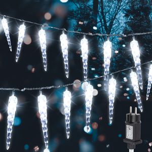 Fiqops LED Eiszapfen Lichterkette Eisregen 40 LED Wasserdicht Weihnachten Meteor Eiszapfen Lichter, kaltweiß