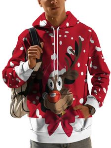 Herren Weihnachtspullover Pullover Christmas Kapuzenpullover Xmas Hoodie Sweatshirt Stil-e,Größe EU 4XL
