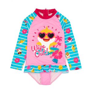 Baby Shark - "Wipe Out!" Badeanzug für Mädchen  Langärmlig NS7140 (98) (Blau/Pink)