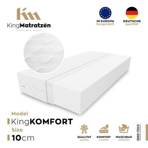 Matratze KingKOMFORT 120x200x10cm aus hochwertigem Kaltschaum | Rollmatratze mit waschbarem Bezug